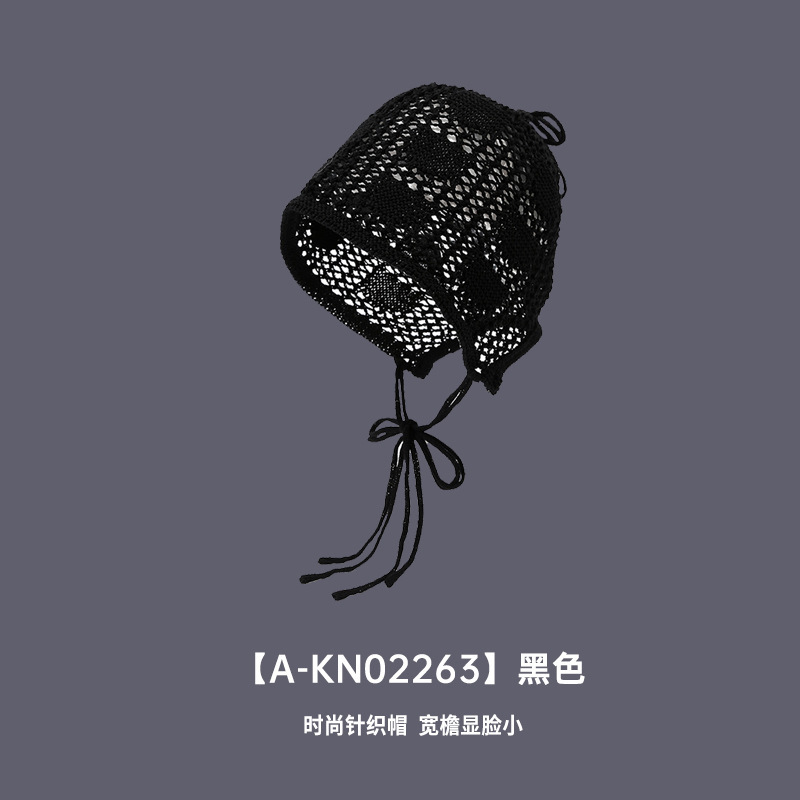 小众简约镂空设计感包头帽女夏季薄款抽绳套头帽子优雅百搭堆堆帽|undefined