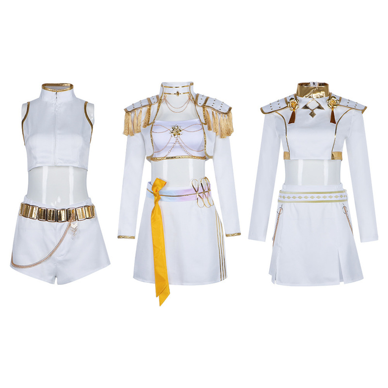 K-POP猎魔女团cos服 佐伊 米拉 鲁米cosplay舞台表演服白色打歌服|undefined