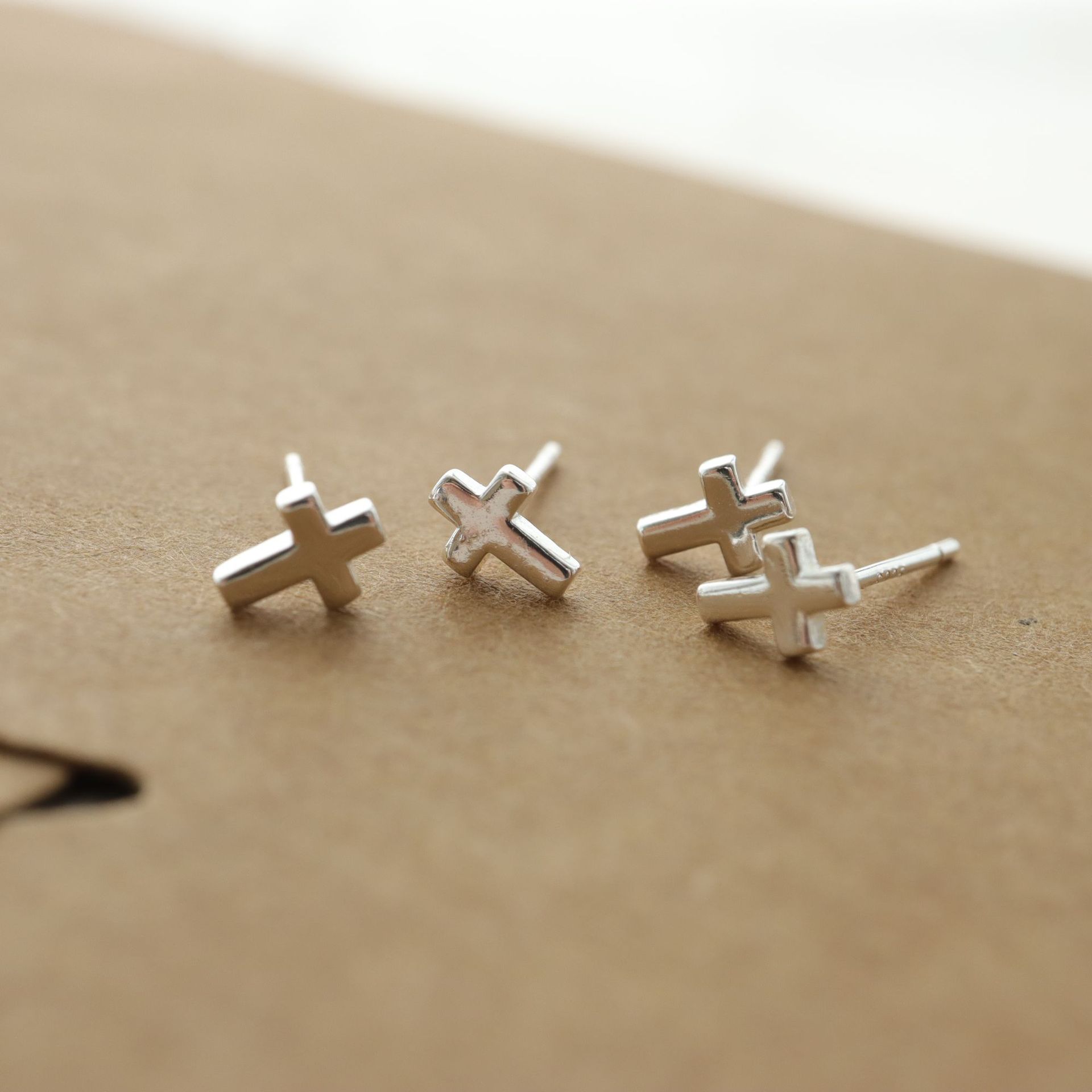 1g Weight 925 Sterling Silver Ear Needle Material Ear Studs Classification 1 Pair Quantity Holiday, Daily Occasion 925 Sterling Silver Material Cross Pattern Unisex Gender Simple Style Style 1 Pair 925 Sterling Silver Cross Ear Studs 10
