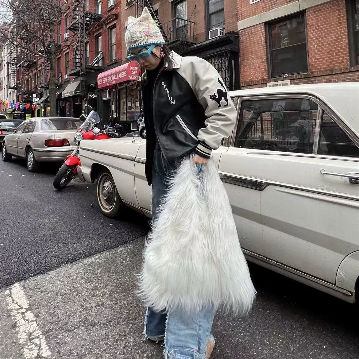 Внешняя торговля трансграничная новая сумка-тоут через плечо большой емкости с водопадом плюшевая сумка из искусственного меха Y2K Millennium Hot Girl