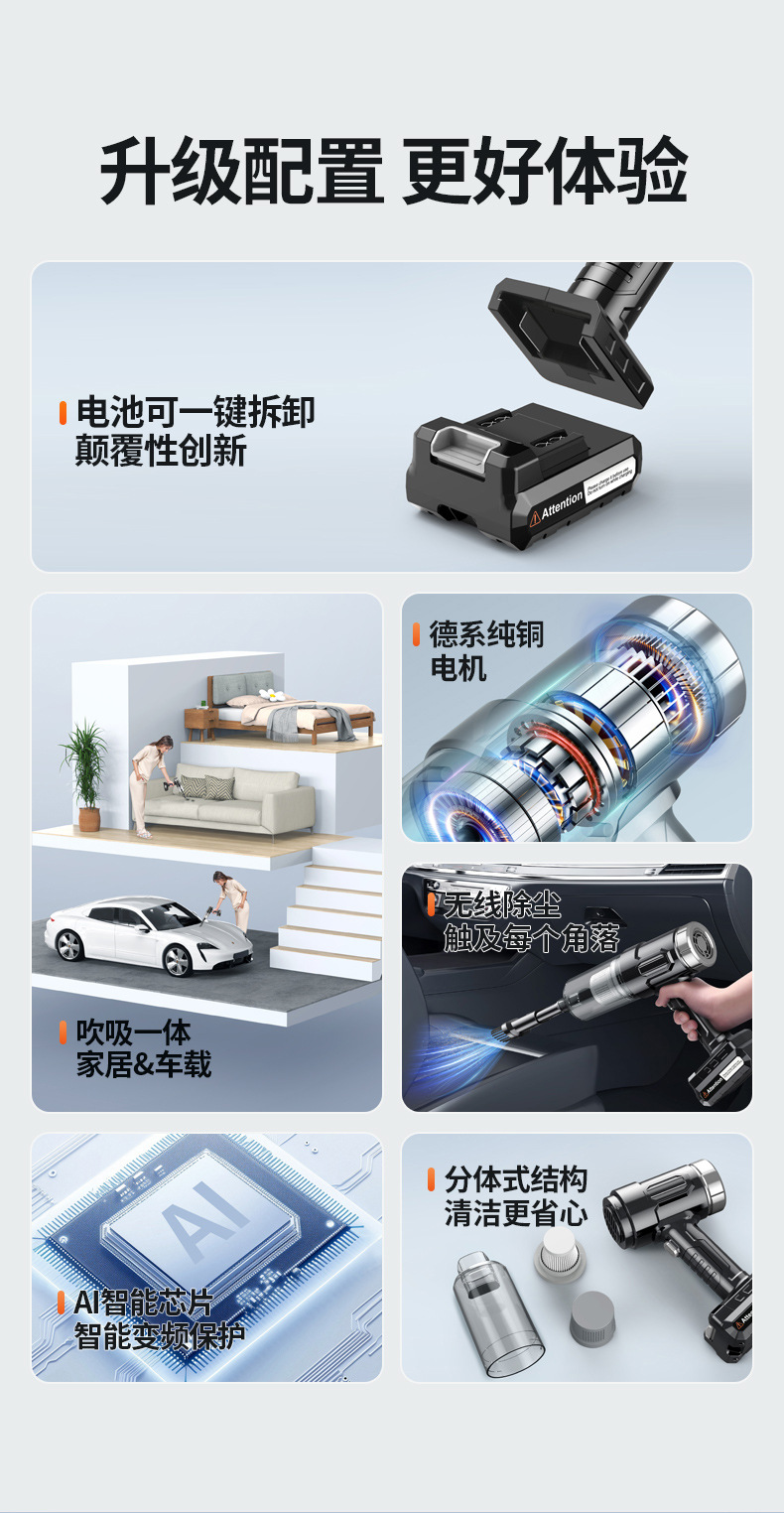 Car Vacuum Cleaner, Car Wireless Charging, Car Home High-Power Vacuum Cleaner, Portable Handheld Vacuum Cleaner