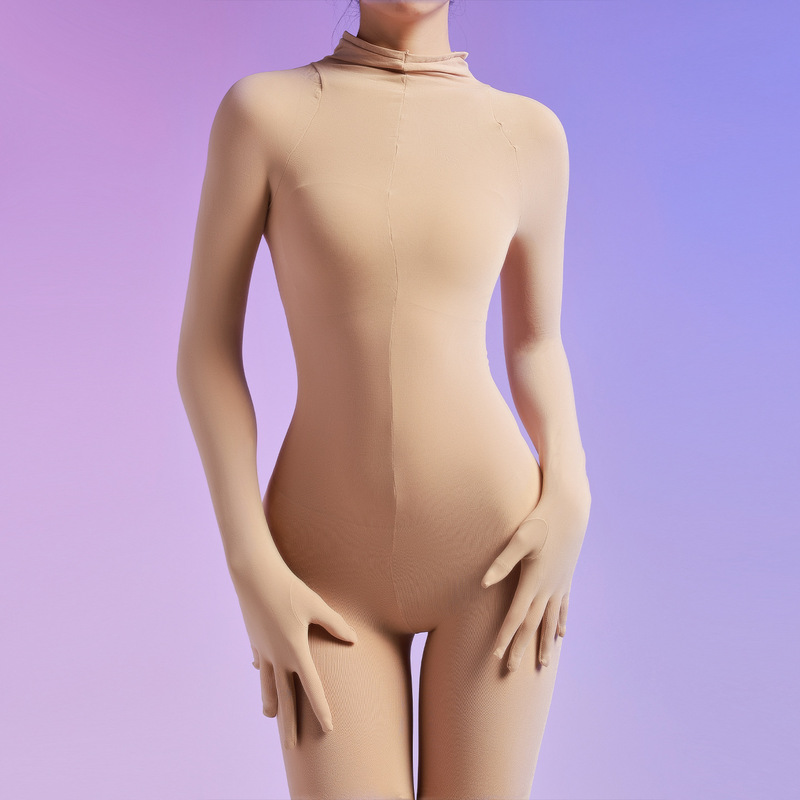 Plus Size One-Piece Stockings 120D Velvet Five-Finger All-Inclusive Pantyhose for Men and Women Sexy Seamless Tight Bodysuit