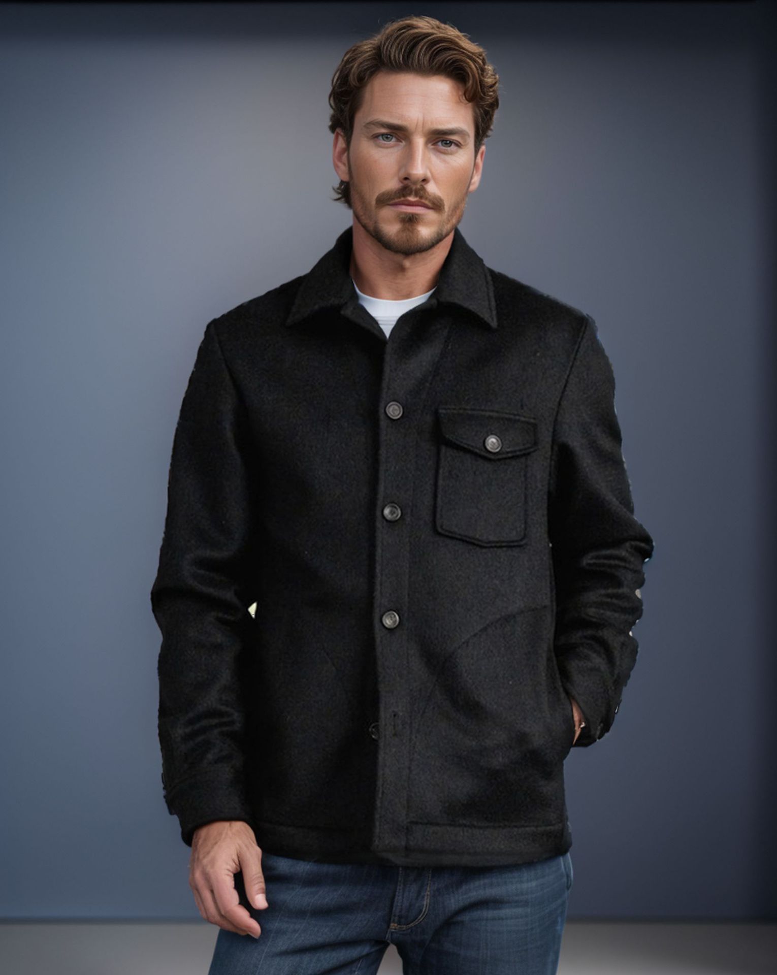 Herbst und Winter neuer einreihiger Wollmantel für Herren mit mehreren Taschen, einfarbig, Anzug mittlerer bis langer Stil_voghion.com