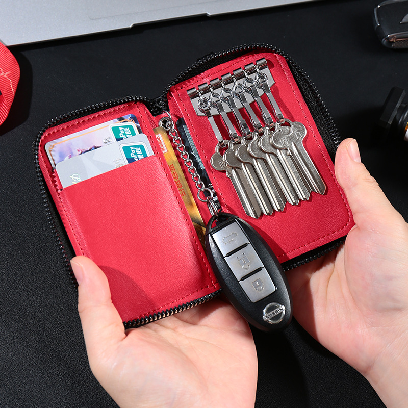 Nueva textura de fibra de carbono, llave ligera y moderna, bolsa para llaves multifunción, tarjetero, gancho, portátil, gran capacidad, uso doméstico