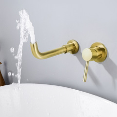 Black full copper concealed water faucet for hotel bathroom, cold and hot water, hot melt embedded sink faucet AM1002