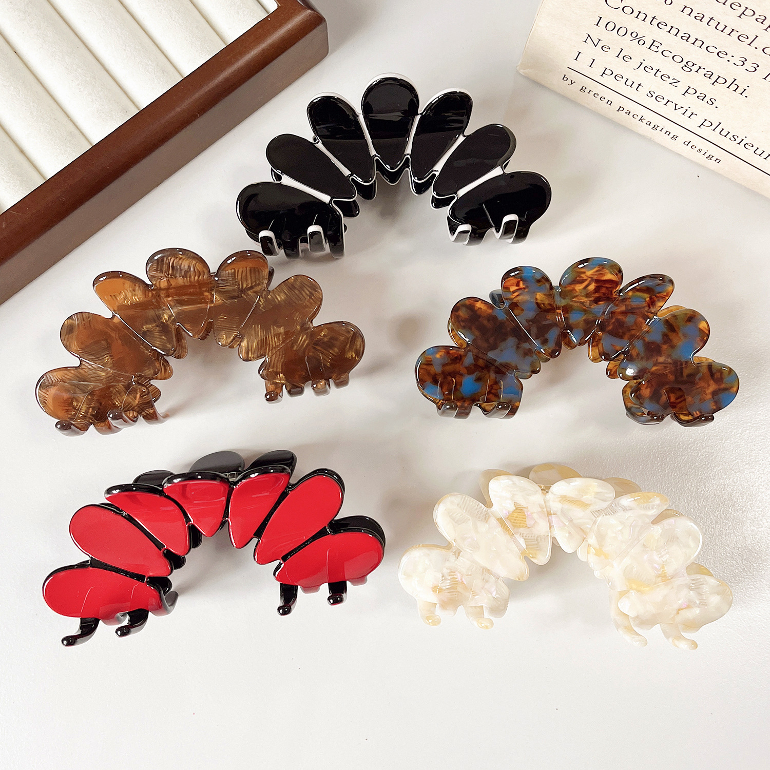 Acetato francés coreano agarrar clips de flores de alto nivel de sensación de cabeza trasera temperamento de cabello universal nicho de diseño de mujeres