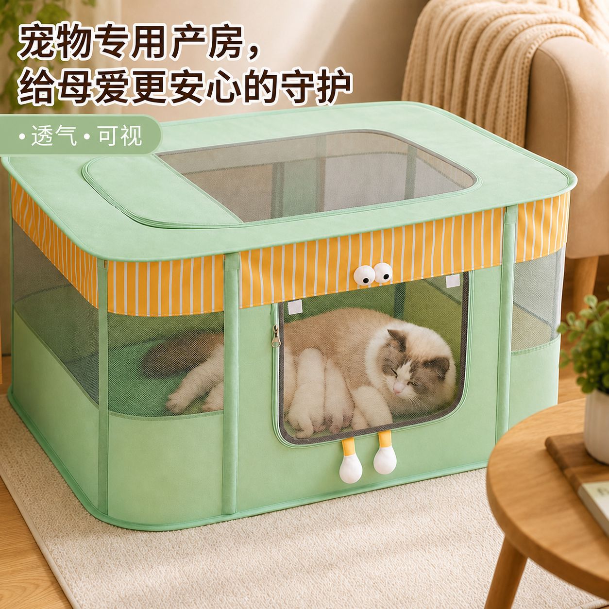 Cuarto de maternidad para gatos, nido para gatos, tienda de campaña transpirable, jaula para perros, caja cerrada para cría y maternidad, juego completo de suministros para gatos y gatitos.
