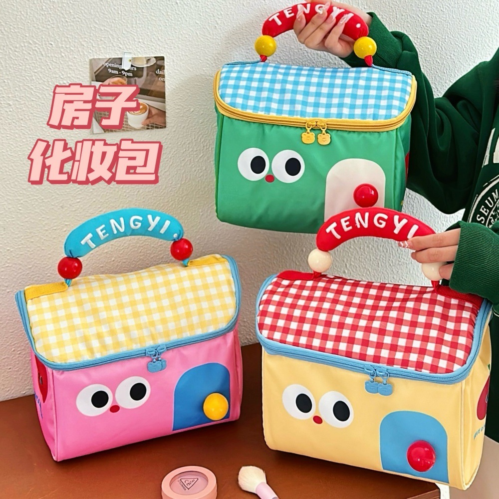 Tengyi original lindo chalet bolsa de maquillaje con regalo de mano bolsa de almacenamiento de gran capacidad bolsa de almuerzo de preservación de calor bolsa de mano