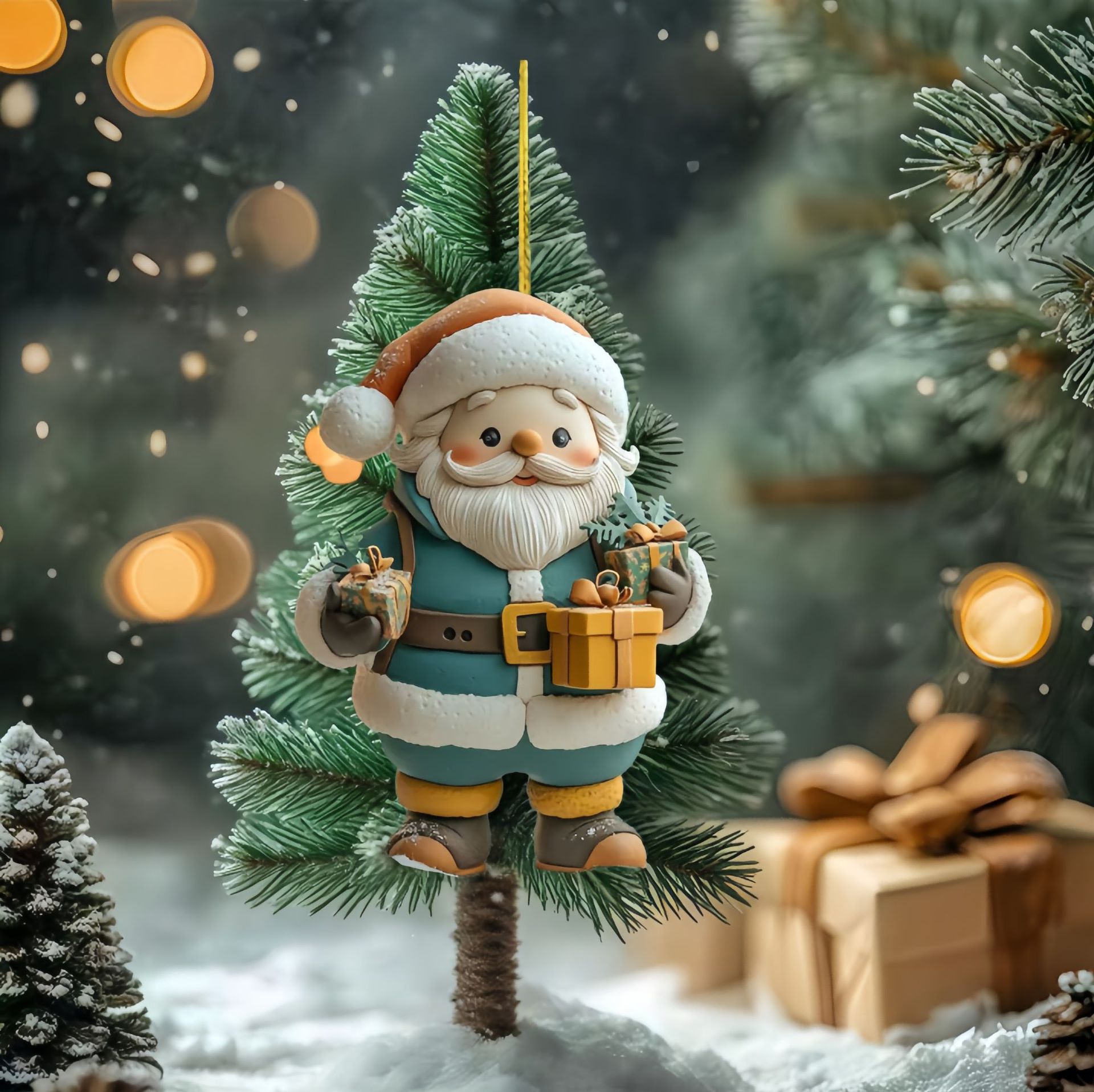 Acrílico plano transfronterizo colgante de Navidad Santa serie decoración del árbol de Navidad automóvil colgante acrílico