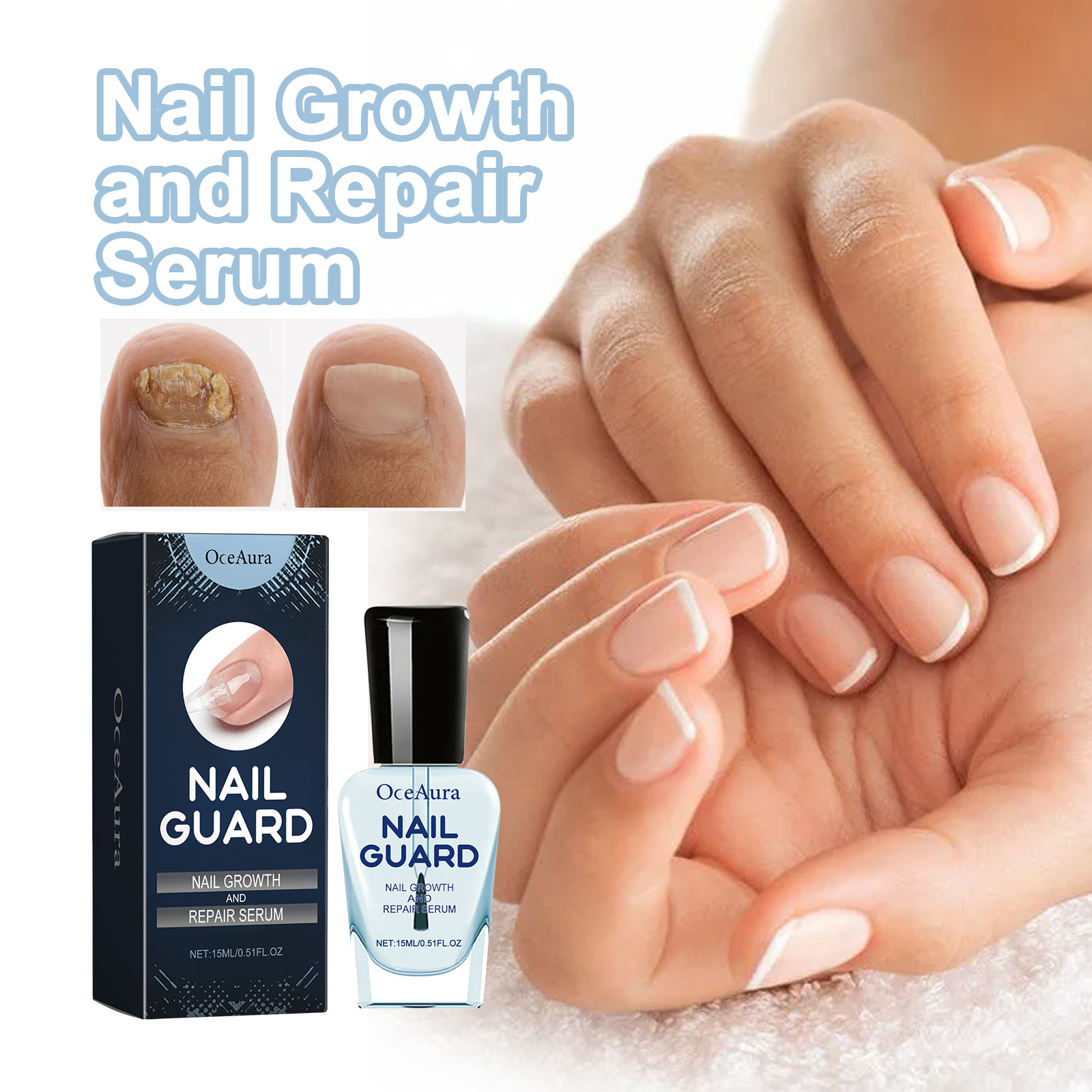 OCEAURA Nail Repair Liquid Hand and Foot Nail Nutrient Moisturizing Repair Soft Nail Gentle Cleansing Shiny Nail Care