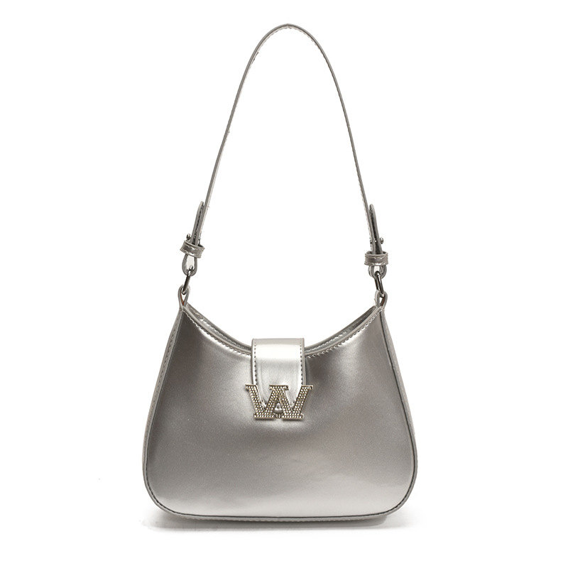 Bolso de alta calidad con textura 2025 verano nuevo bolso femenino con letras de diamantes bolso de hombro charol brillante bolso de mensajero marea