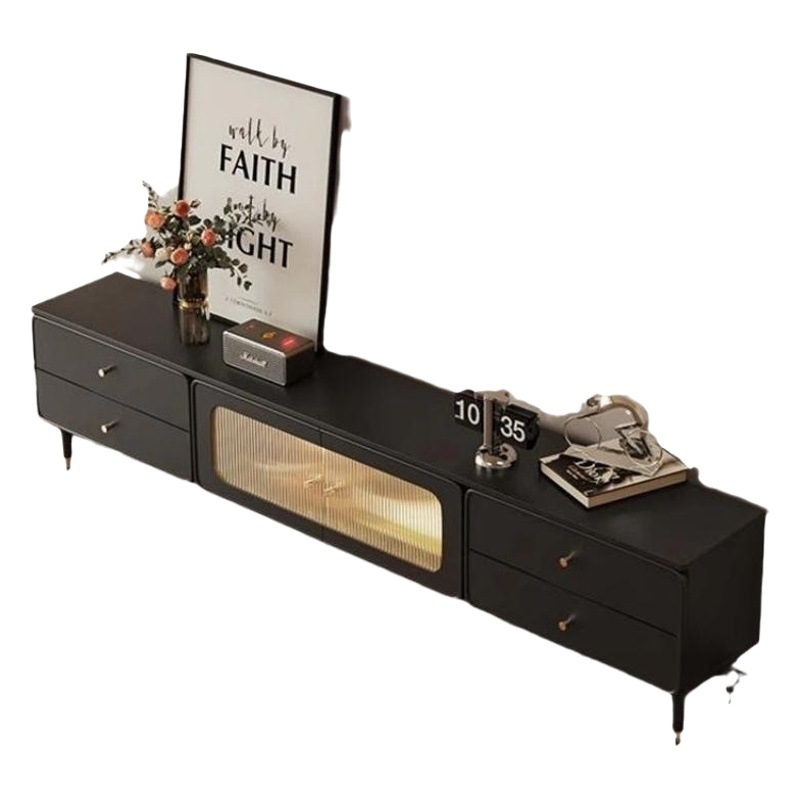 Estilo punk italiano negro TV gabinete mesa de café combinación traje simple moderno pequeño apartamento Internet celebridad salón gabinete de piso image 1