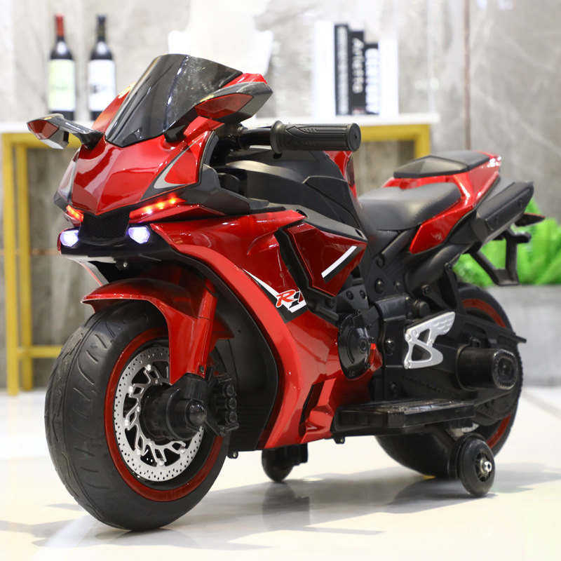 Motocicleta eléctrica para niños de 3 - 7 - 10 años de edad, ruedas grandes y brillantes, nueva motocicleta recargable de dos ruedas para bebés