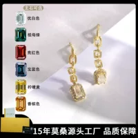 Little Red Book Горячая продажа Muzueshi S925 Серебряный покрытый k-золотом в общей сложности 1 карат изумрудного нарезки популярные сережки Мосанг