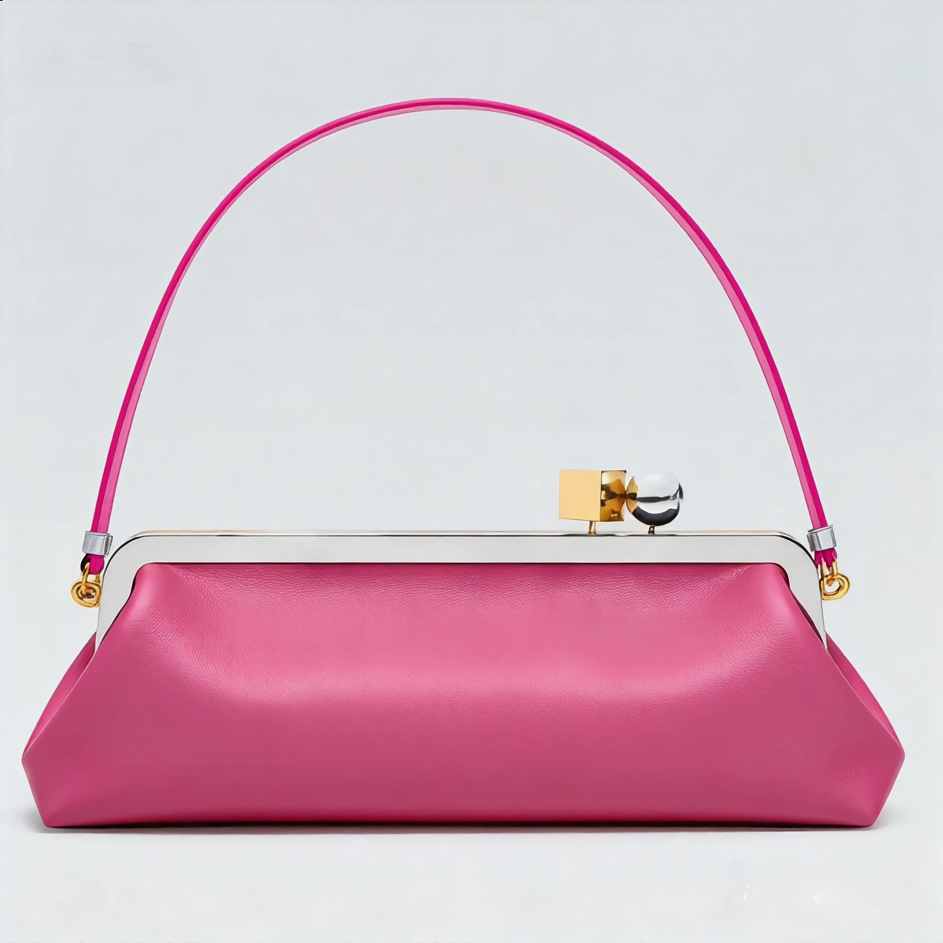 Elegant axelväska för dam clutch med guldspänne_voghion.com