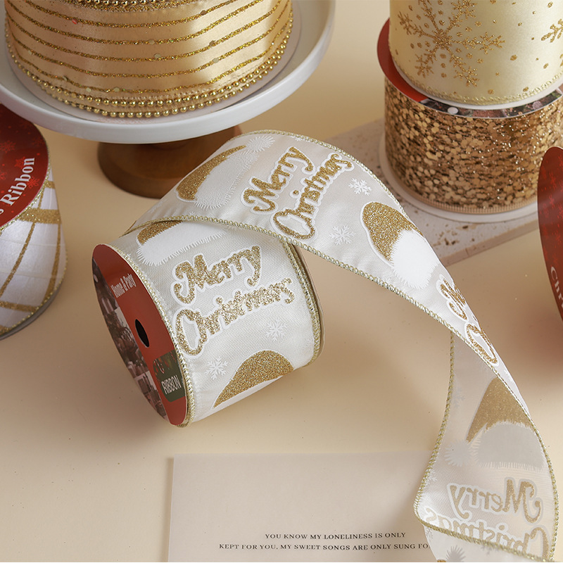 Nuevos productos transfronterizos decoración de árbol de Navidad impresa de alta calidad cinta cinta de embalaje de regalos de Navidad cinta DIY arco