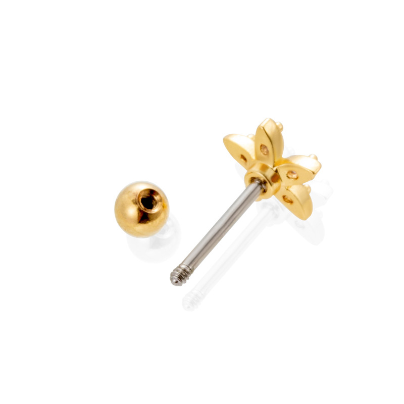 Henson – vis à double tête en acier inoxydable, boucles d'oreilles à tige fine, perforation du cartilage, clous de boucles d'oreilles en forme de fleur en zircon coloré, 2 pièces_voghion.com