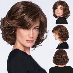 外国貿易工場卸売ショートカーリーヘア斜め前髪ウィッグは、お楽しみに微カーリーヘアテールで注文してすぐに発送できます。