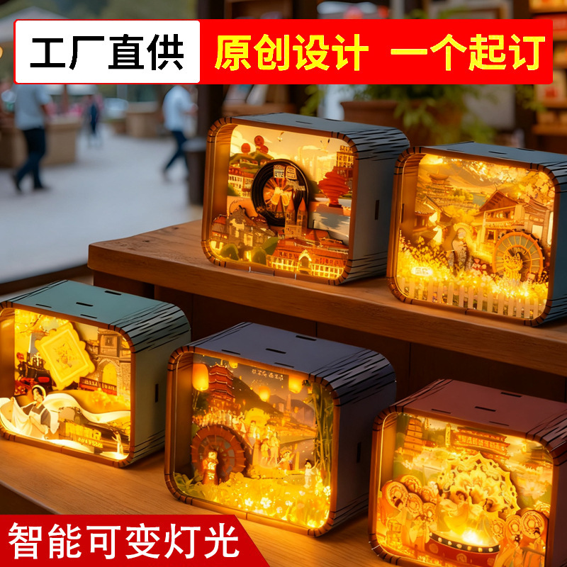 原创木质音乐盒城市景点文创八音盒旅游纪念品国潮摆件冰箱贴摆摊|undefined