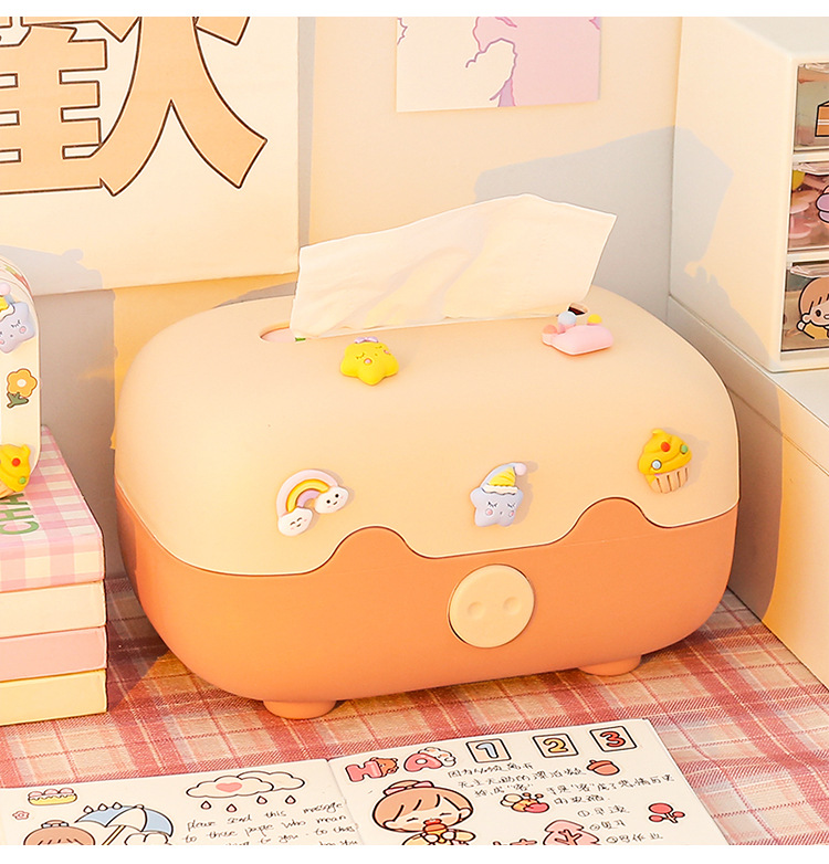 Cute Tissue Box Simple Multifunctional Contrast Color Tissue Box display picture 2