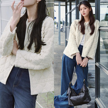 [现货发]迪丽热巴同款D家名媛私服小香绵羊毛颗粒绒菱格长袖外套