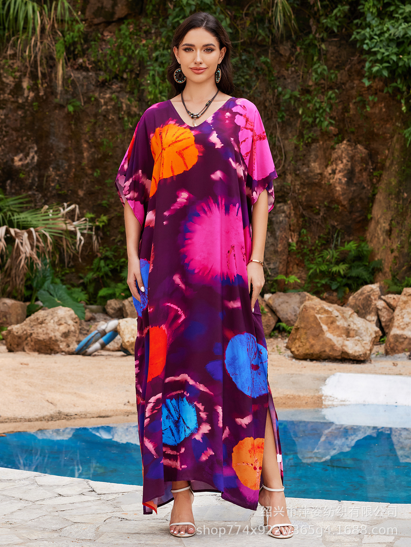 2025 nuevo algodón impresa camisa de playa vestido de vacaciones suelto bikini camisa trajes de baño mujeres AT612