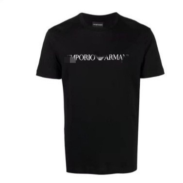 Men's Short Sleeve T-Shirt with Logo, Round Neck, Summer, Sweat Absorbent, Pure Cotton, Casual, Sporty, Breathable, Cross-Border Exclusive