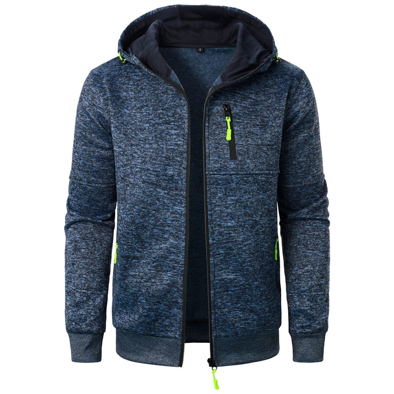 New Men's Sports Fitness Casual Jacquard Sweater Cardigan Hooded Jacket Knitted Cardigan