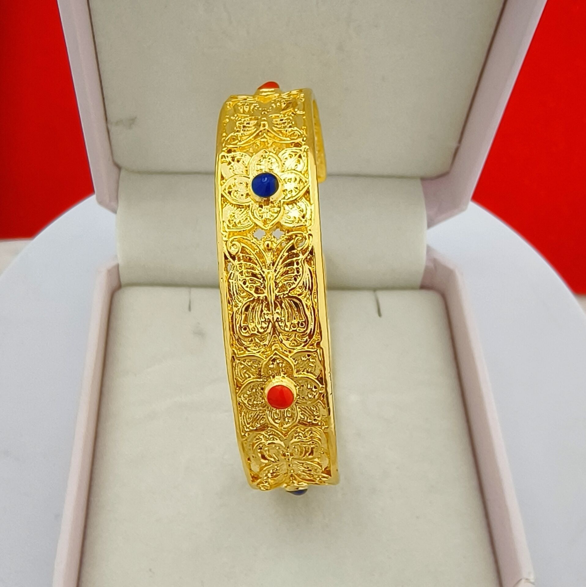 新中式仿真金掐丝蝴蝶祥云合金手镯女款久不掉色高级感手饰批发