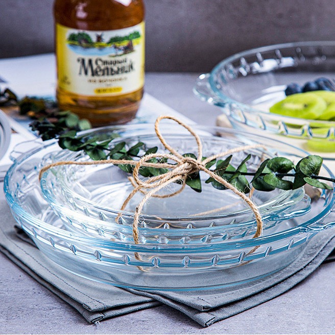 菲内克斯钢化玻璃烤盘家用热菜盘子光波炉烤箱微波炉专用圆形防烫