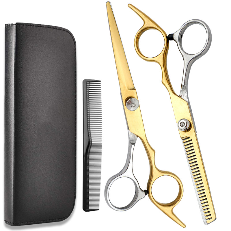 Fábrica al por mayor de 6 pulgadas tijeras de pelo profesional estilista de pelo tijeras de peluquería corte de pelo tijeras planas tijeras de dientes finos traje