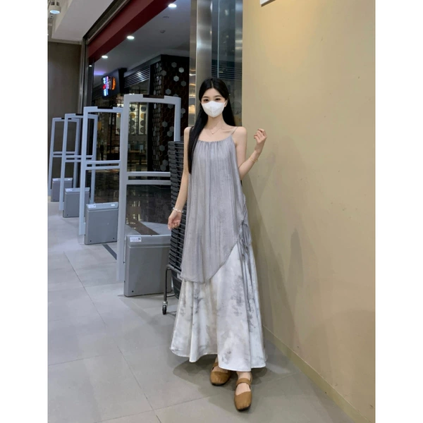 Gray suspender skirt