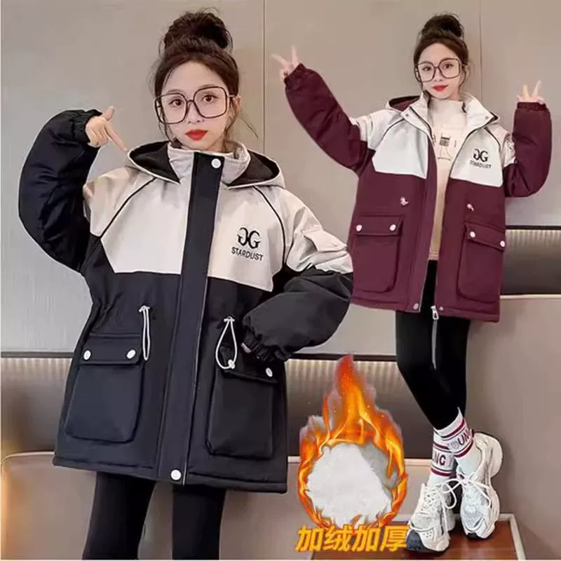 Хлопчатобумажная куртка для девочек 2024 новая зимняя одежда для старших детей