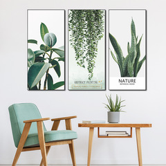 新LH031 北歐簡約熱帶綠植三聯畫客廳沙發臥室瓷晶貼畫裝飾牆貼紙