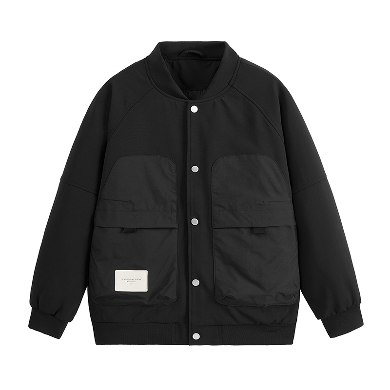 New baseball collar, spring autumn fashionable and trendy men's casual jacket, three-dimensional pocket decoration,_voghion.com