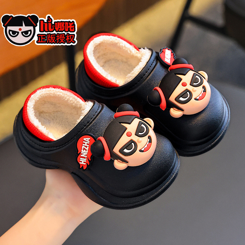 Nezha zapatillas de algodón de invierno para niños, niñas y niños, calentamiento de algodón impermeable, bolsas de niños, zapatos de talón de algodón