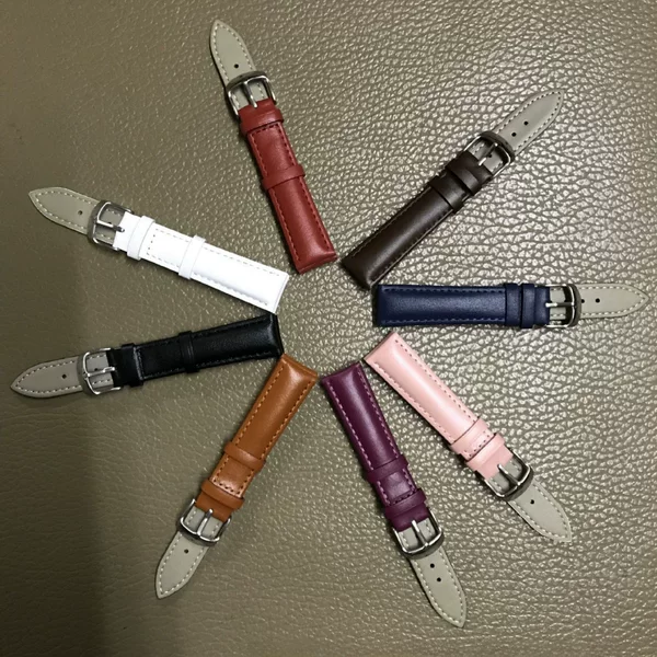 Leather Strap, Two-Layer Calfskin Needle-Patterned Watch Strap, Unisex, Soft and Durable, Steel Buckle Strap, Factory Direct Sale