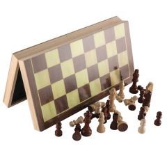 Cross-border hot-selling wooden rounded two-in-one folding chess international chess quality magnetic chess educational toy