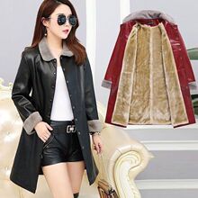 中长款加绒加厚秋冬新款女士宽松皮衣2025外套女装风衣妈妈