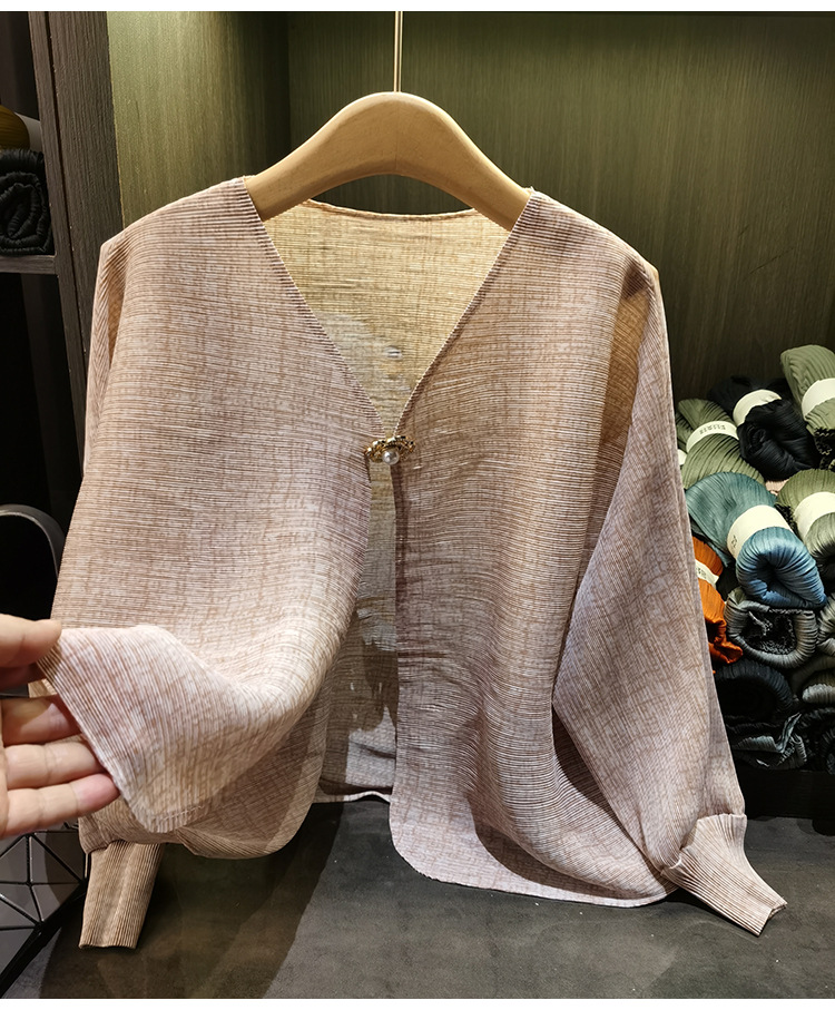 Áo khoác dáng rộng nữ tay lỡ cổ tròn chất liệu cotton thoáng mát — Màu hồng, màu xám, màu mơ chi tiết 1