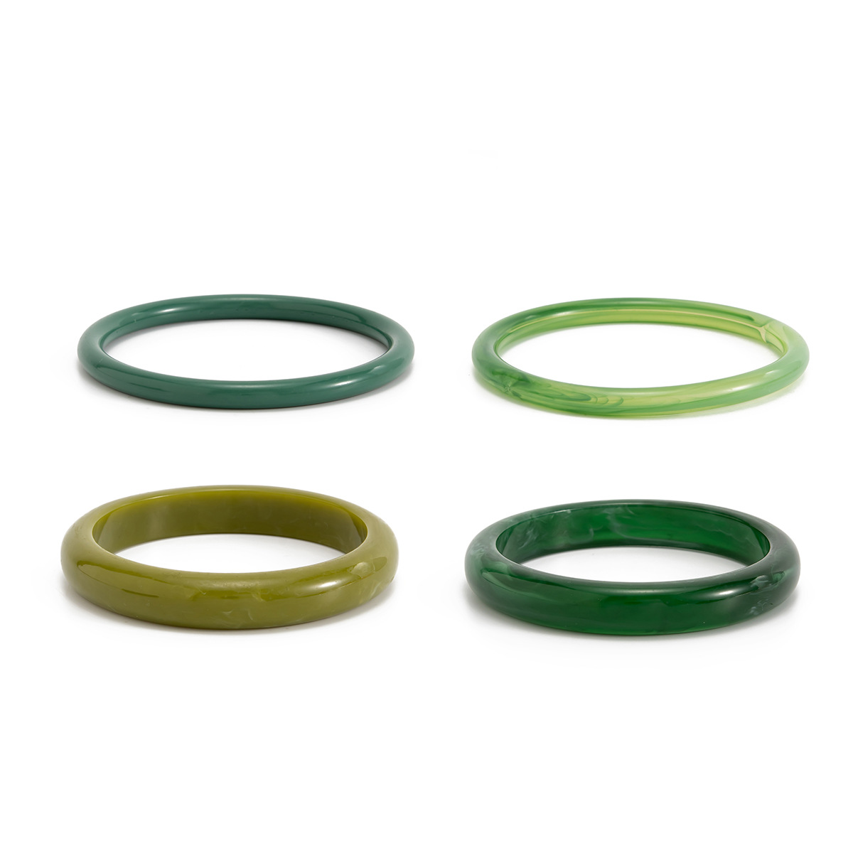 European and American Cross-border Fashion Color Gradient Resin Stacking Bracelets Vintage INS Style Arc-shaped Polished Closed Bangle Bracelets