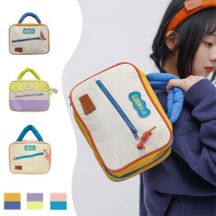 2024 New Cute Contrast Color High-Looking Cosmetic Bag Portable Large Capacity High-Quality Folding Toiletries Storage Bag for Women
