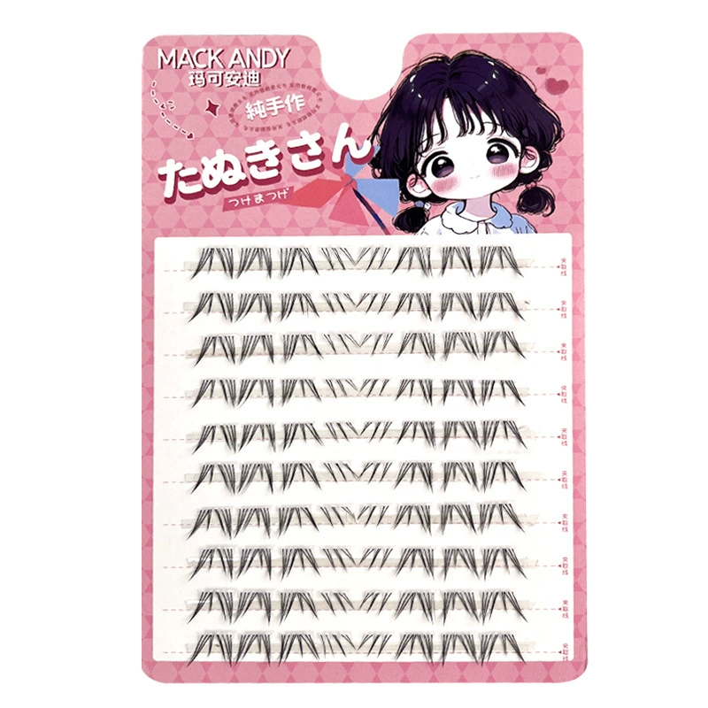 Lower false eyelash clusters, 5D realistic style, 10-row clear tray (glue style)