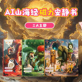 新款AI山海经磁力14cm安静书免裁剪儿童男孩女孩磁吸贴玩具玩具书