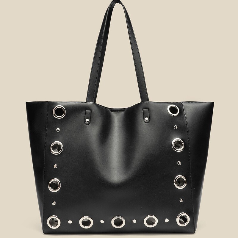 2026 New Fashionable Tote Bag with Metal Ring Hole, Rectangular Shoulder Bag, Handbag with Unique Design, Underarm Bag 2026 New Fashionable Tote Bag with Metal Ring Hole, Rectangular Shoulder Bag, Handbag with Unique Design, Underarm Bag