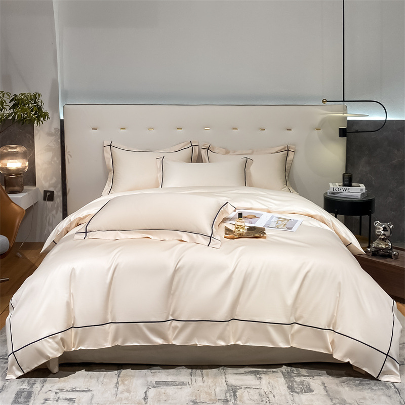 軽奢200番手母子向けシンプル二重100%純綿4点セット 綿100%シーツ・ボックスシーツ・掛け布団カバー・シンプル掛け布団カバー4