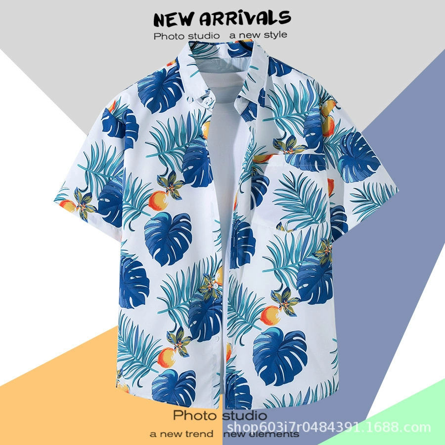 Пляжная рубашка, 3D цифровая печать, короткий рукав, размеры S–5XL, летний casual