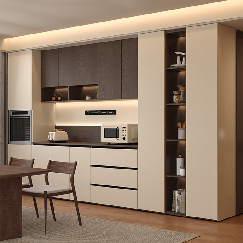 Integrated Sideboard Against the Wall Modern Simple Aluminum Alloy Living Room Storage Restaurant Tea Cabinet Wine Cabinet Entrance Storage Cabinet