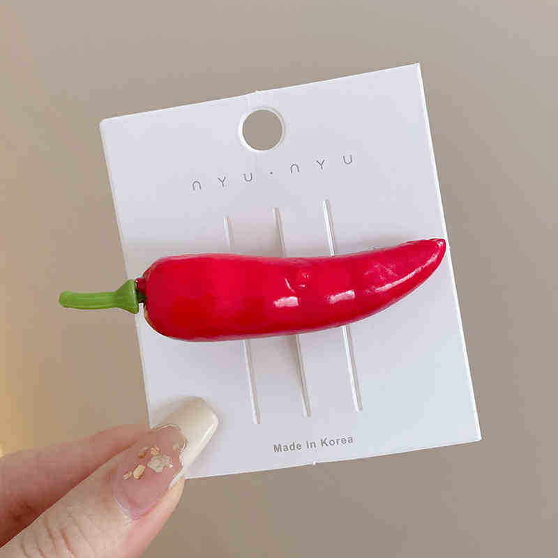 Simulación chile clip de cabello extraña comida frita clip de cabello lateral clip de frisa adornamiento de cabello creativo extraño tocado de hechizo