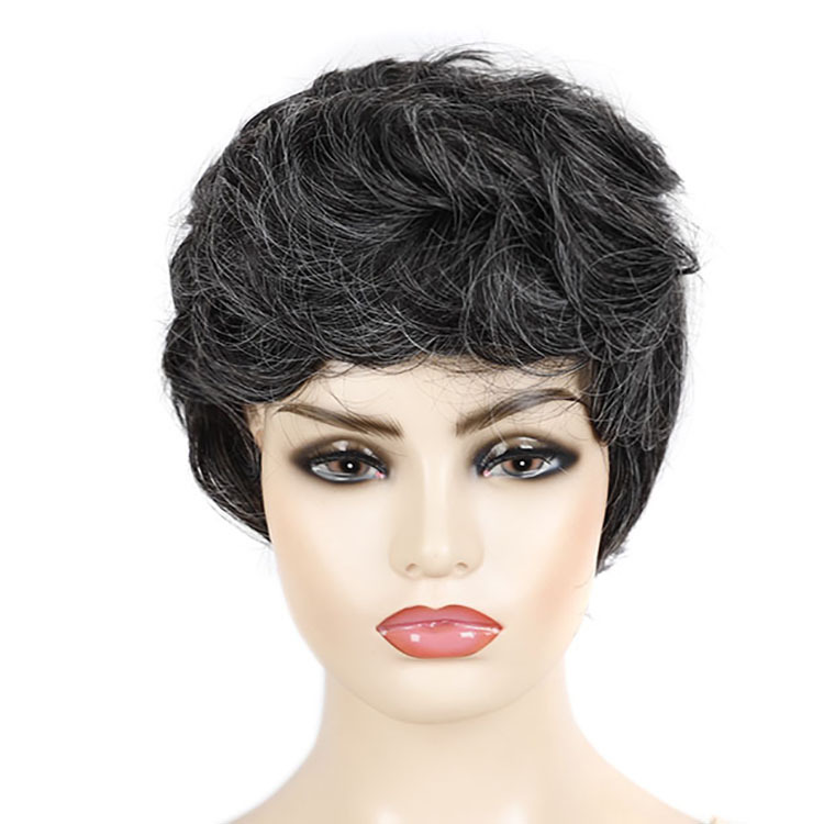 女士中老年假发头套奶奶假发头套花白老年假发母亲白发演出头套|ru